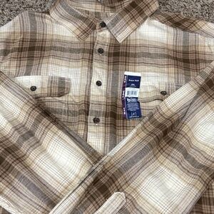 George Men's Casual Plaid Shirt in Brown and Cream